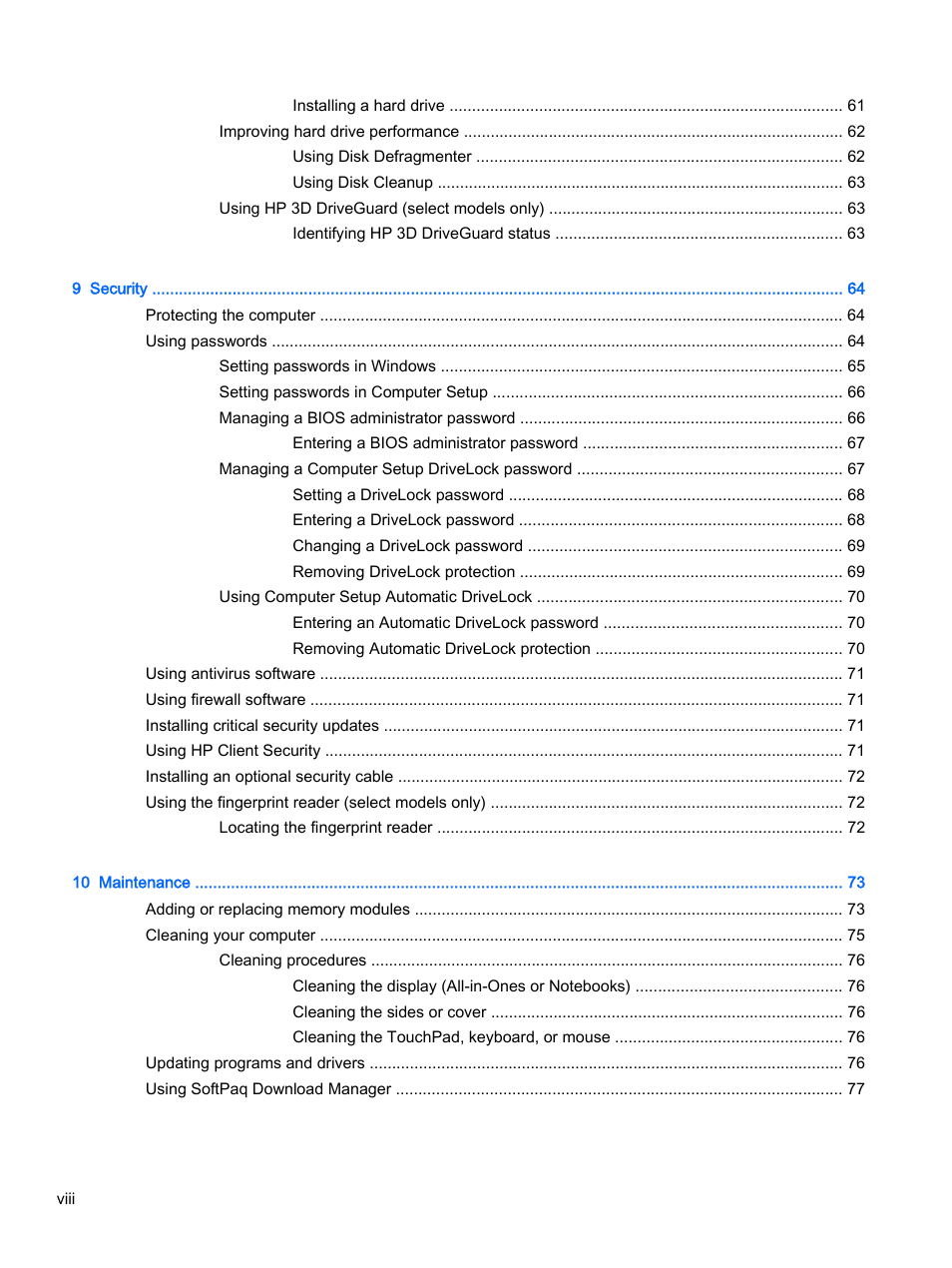 HP ProBook 440 G2 Notebook PC User Manual | Page 8 / 109