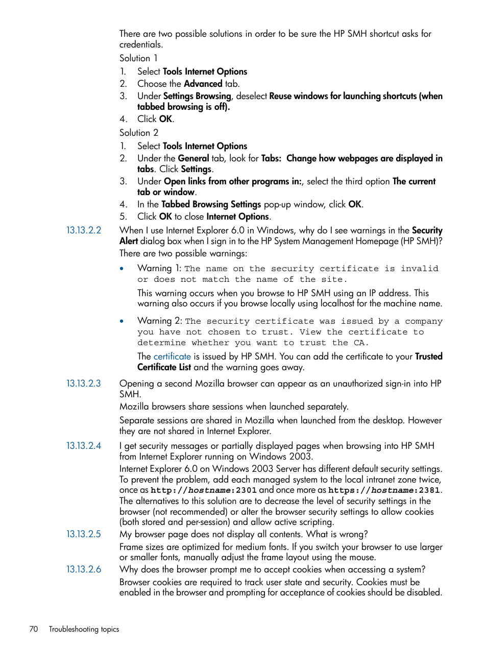 HP System Management Homepage-Software User Manual | Page 70 / 92