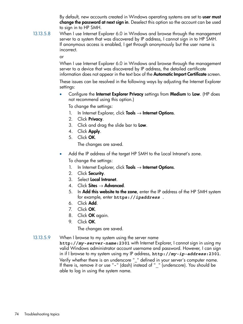 HP System Management Homepage-Software User Manual | Page 74 / 92