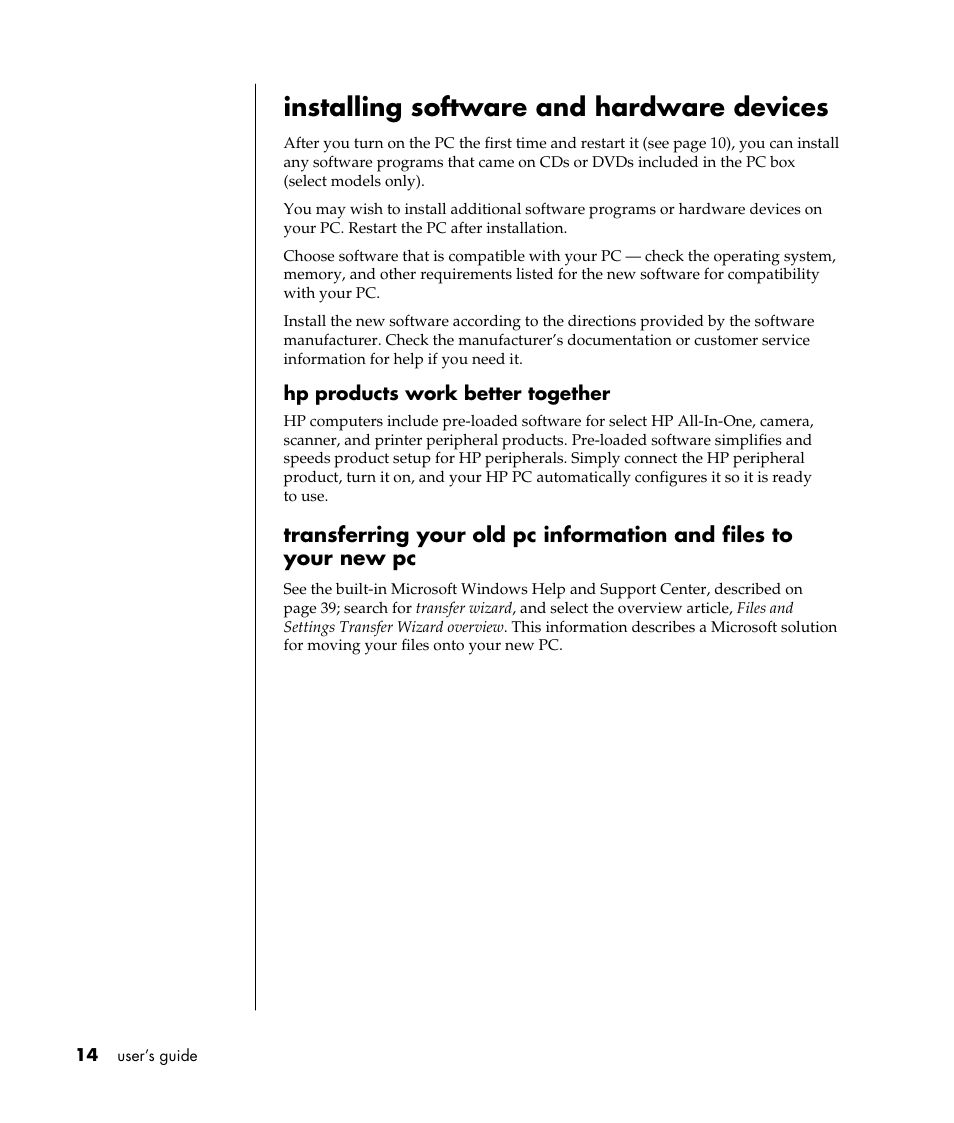 Installing software and hardware devices | HP Pavilion t338d Desktop PC User Manual | Page 22 / 168