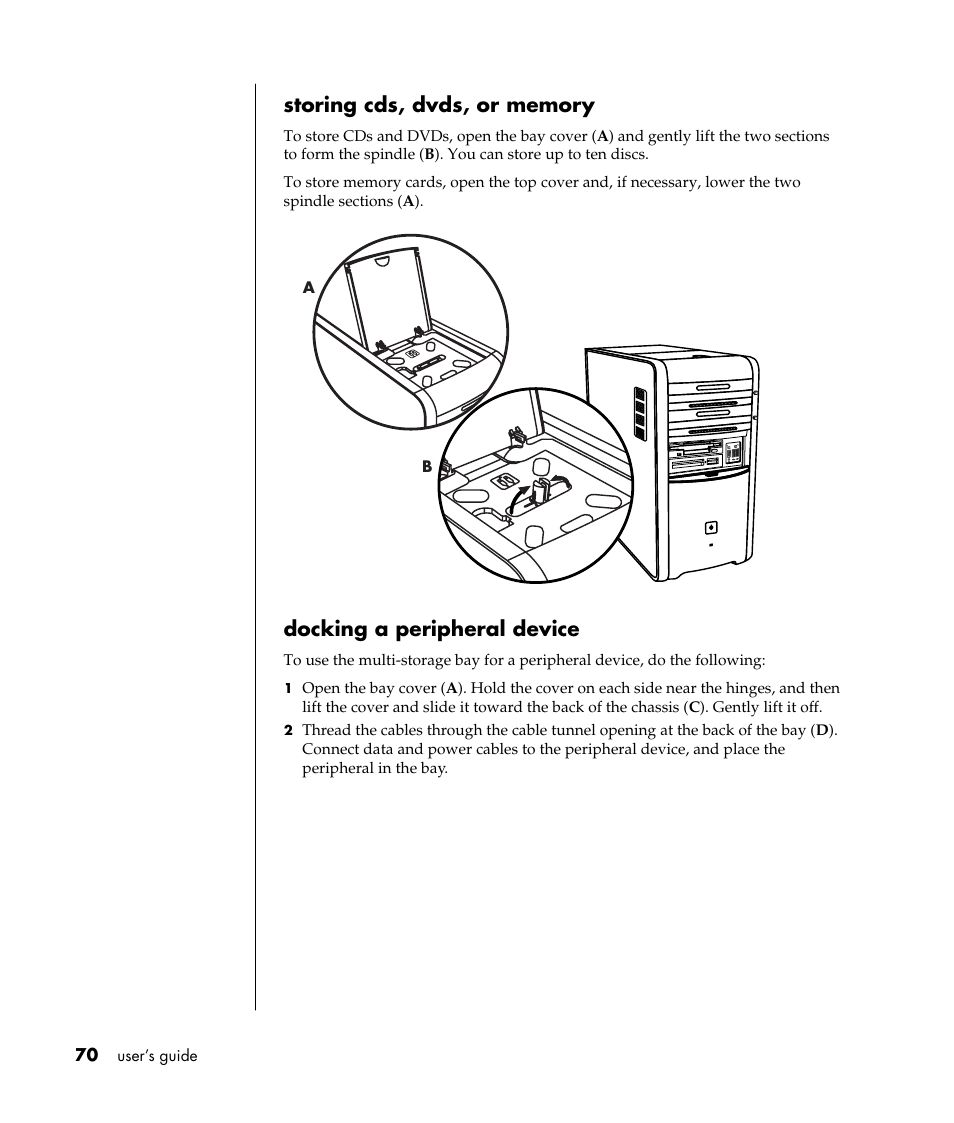 Docking a peripheral device | HP Pavilion t338d Desktop PC User Manual | Page 78 / 168