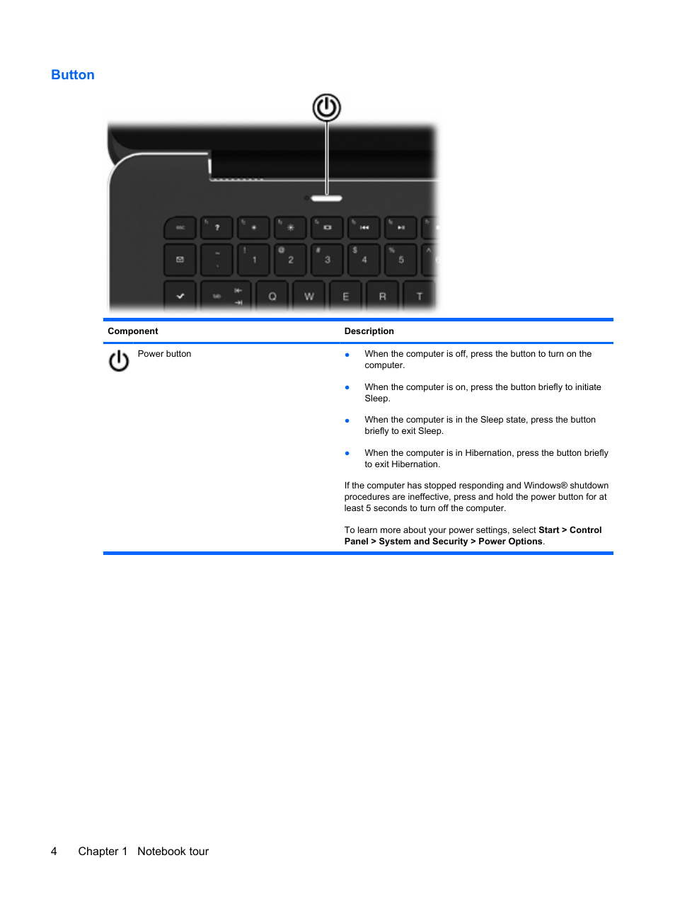 Button | HP Envy 15t-1100se CTO Beats Limited Edition Notebook PC User Manual | Page 14 / 112