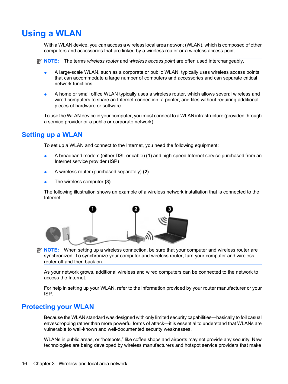 Using a wlan, Setting up a wlan, Protecting your wlan | Setting up a wlan protecting your wlan | HP Envy 15t-1100se CTO Beats Limited Edition Notebook PC User Manual | Page 26 / 112