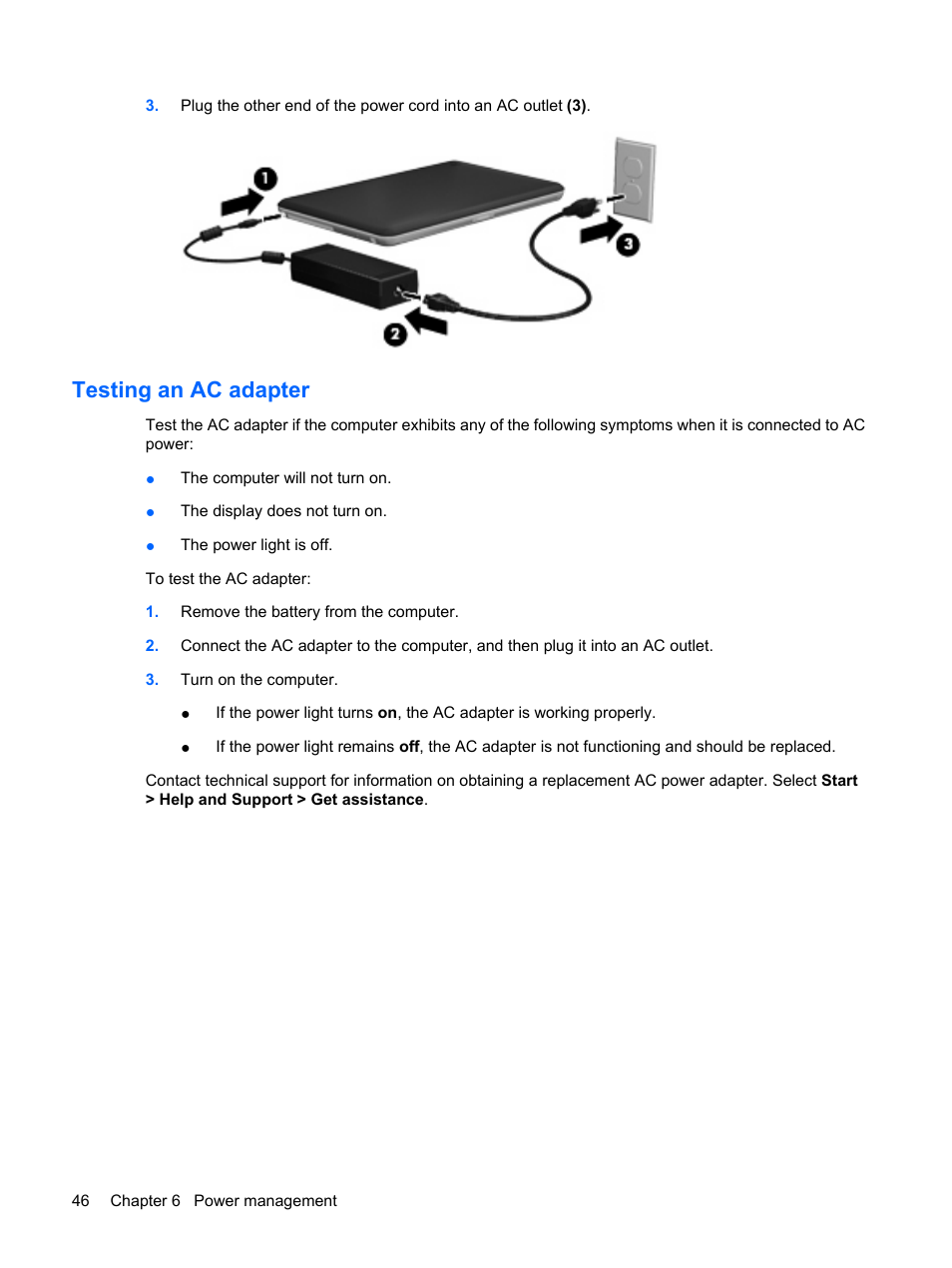 Testing an ac adapter | HP Envy 15t-1100se CTO Beats Limited Edition Notebook PC User Manual | Page 56 / 112