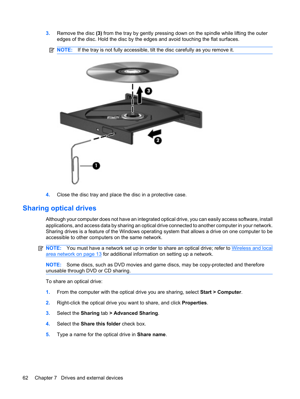 Sharing optical drives, Cal drives, refer to | HP Envy 15t-1100se CTO Beats Limited Edition Notebook PC User Manual | Page 72 / 112