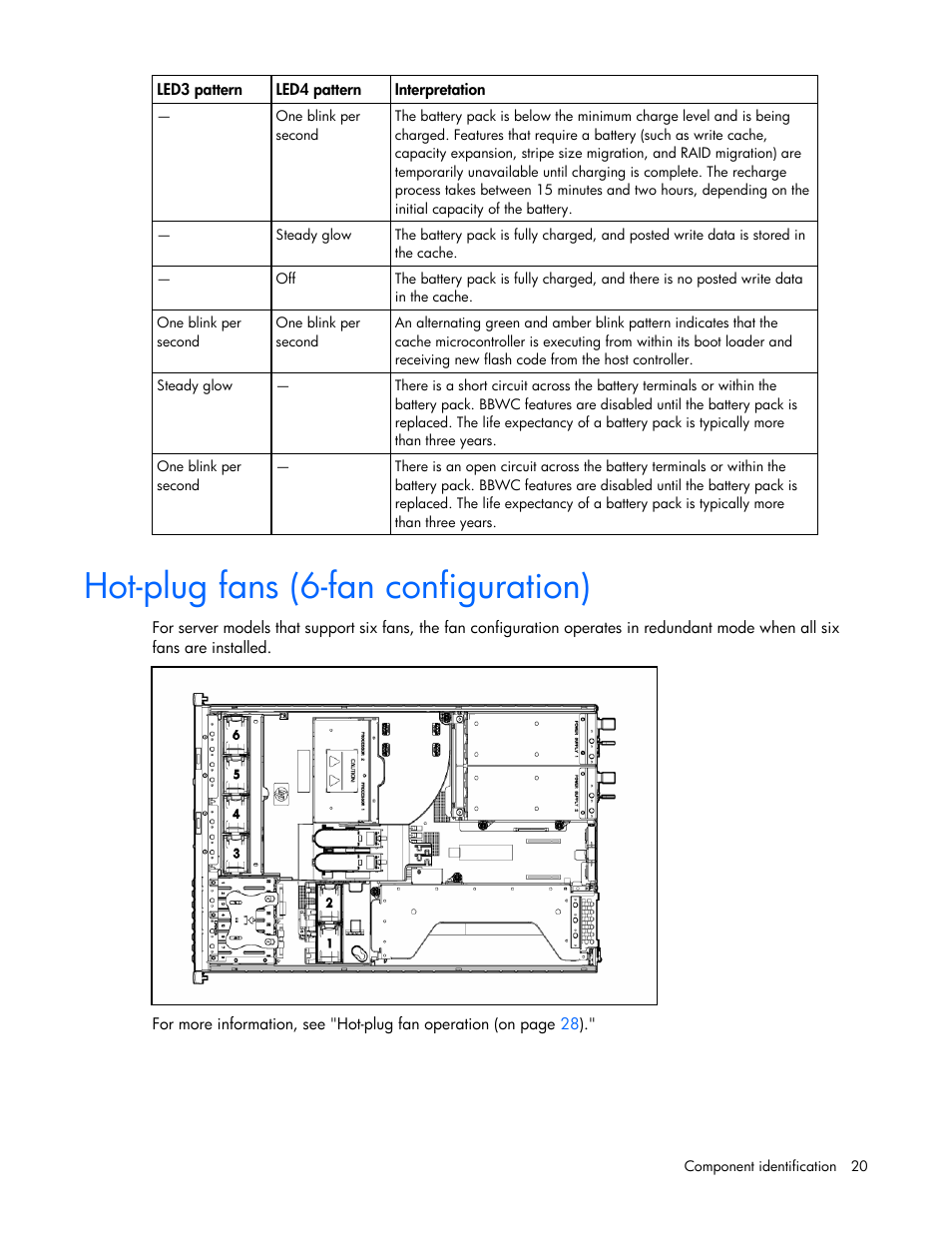 Hot-plug fans (6-fan configuration) | HP ProLiant DL380 G5 Server User Manual | Page 20 / 114