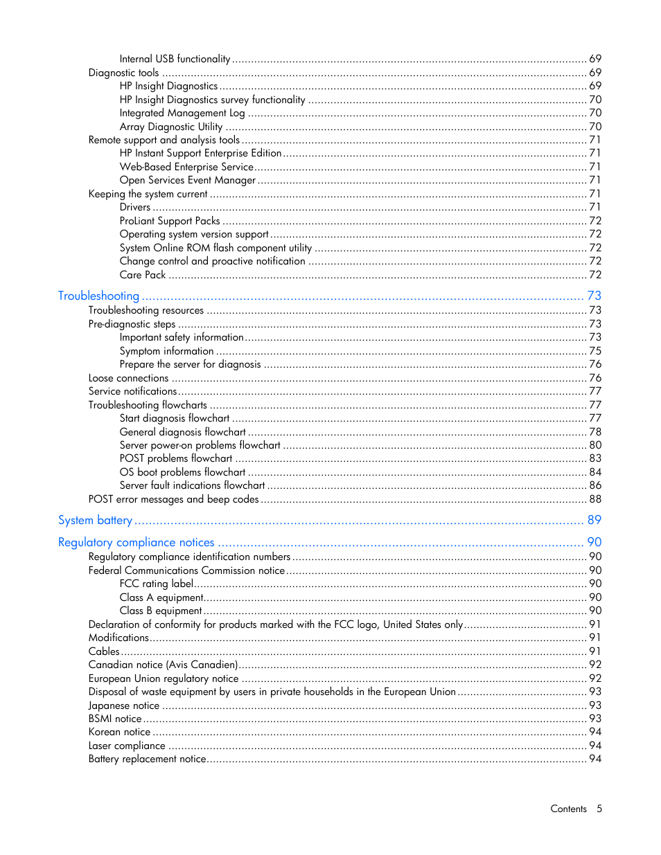 HP ProLiant DL380 G5 Server User Manual | Page 5 / 114