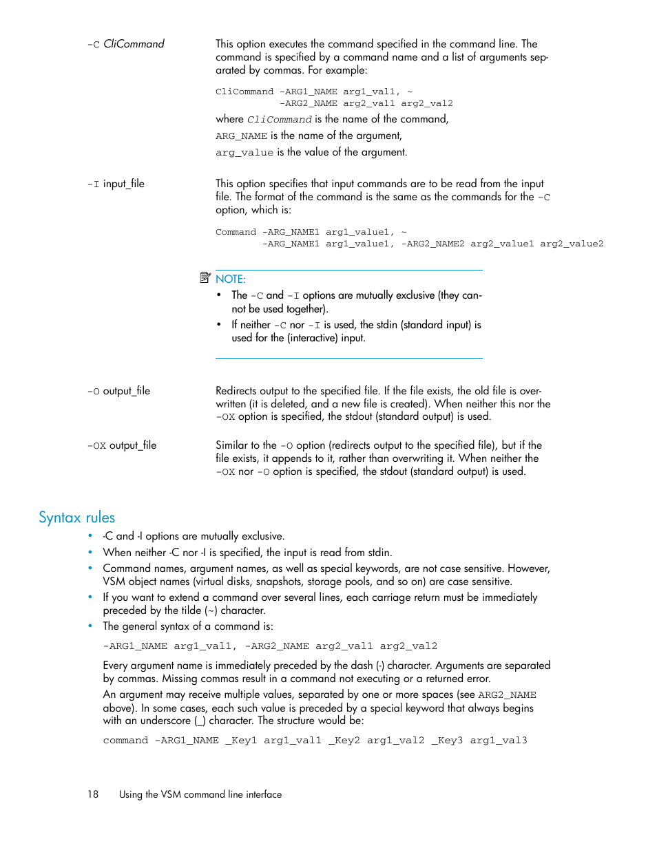 Syntax rules | HP SAN Virtualization Services Platform User Manual | Page 18 / 90