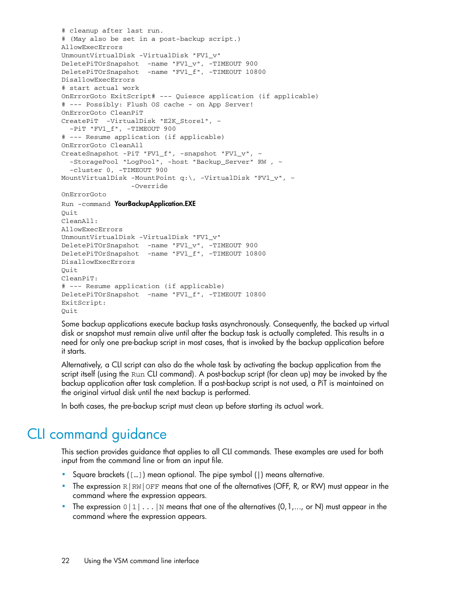 Cli command guidance | HP SAN Virtualization Services Platform User Manual | Page 22 / 90