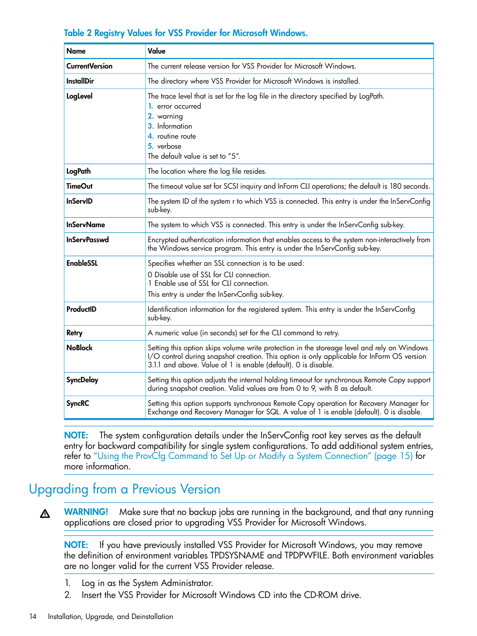 Upgrading from a previous version | HP 3PAR VSS Provider Software User Manual | Page 14 / 23