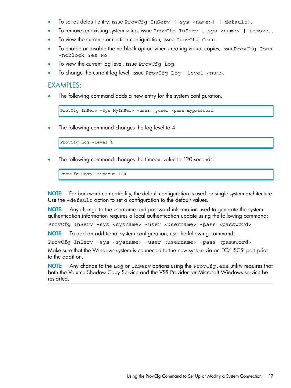 Examples | HP 3PAR VSS Provider Software User Manual | Page 17 / 23