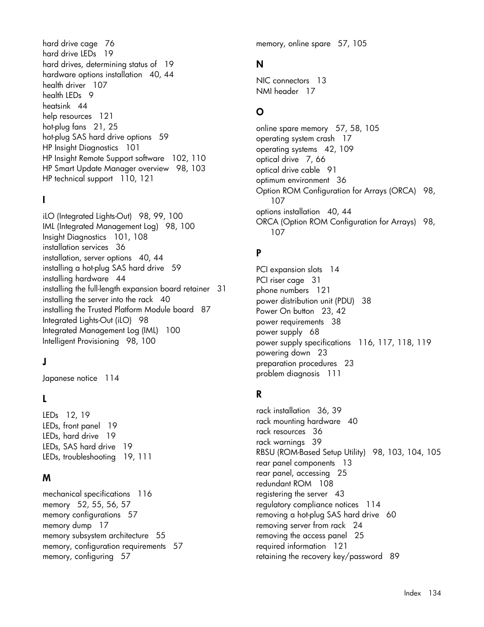 HP ProLiant DL385p Gen8 Server User Manual | Page 134 / 135