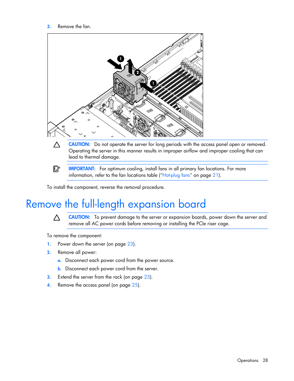 Remove the full-length expansion board | HP ProLiant DL385p Gen8 Server User Manual | Page 28 / 135