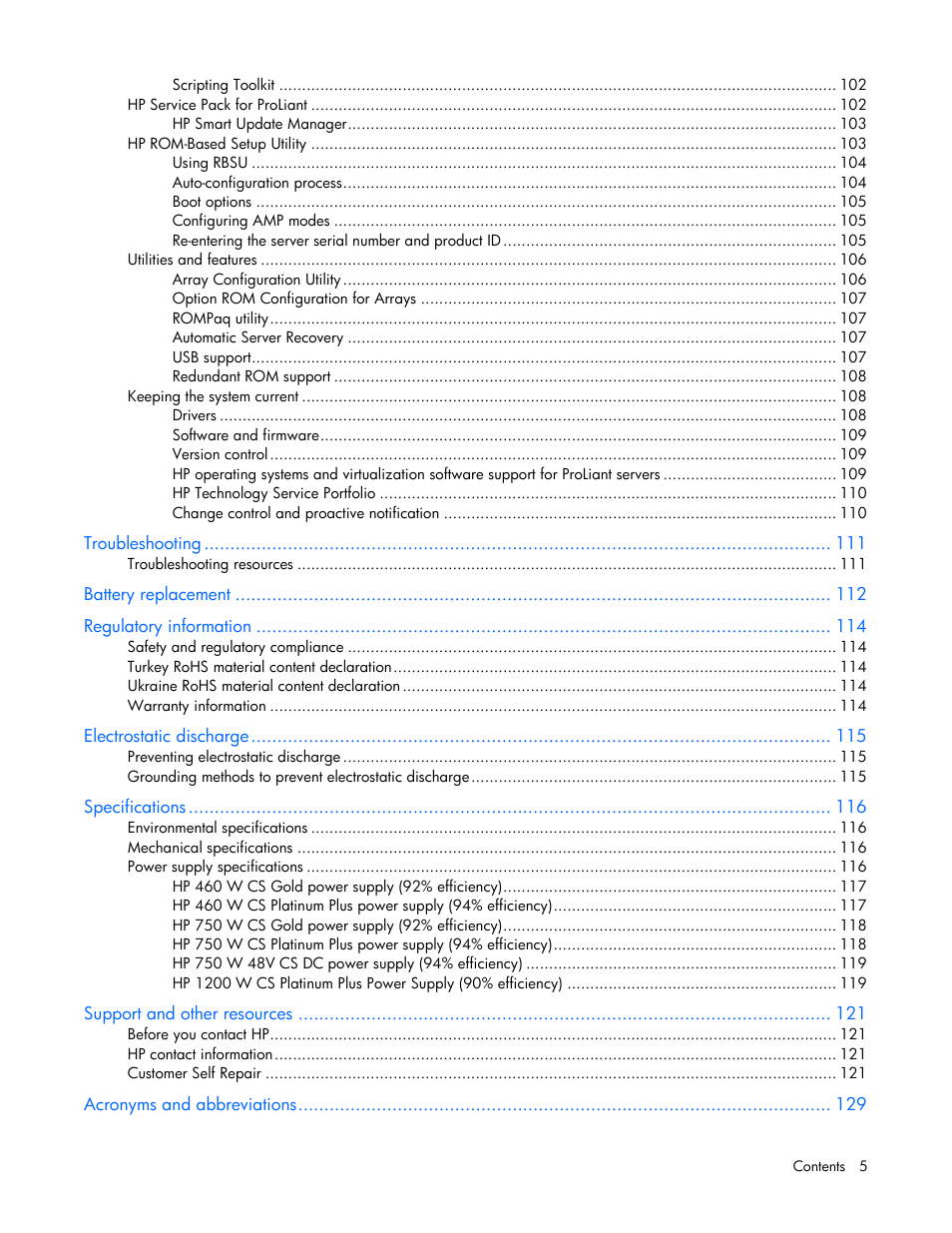 HP ProLiant DL385p Gen8 Server User Manual | Page 5 / 135