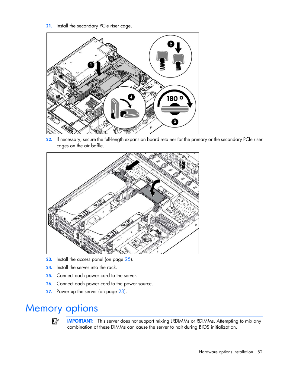 Memory options | HP ProLiant DL385p Gen8 Server User Manual | Page 52 / 135