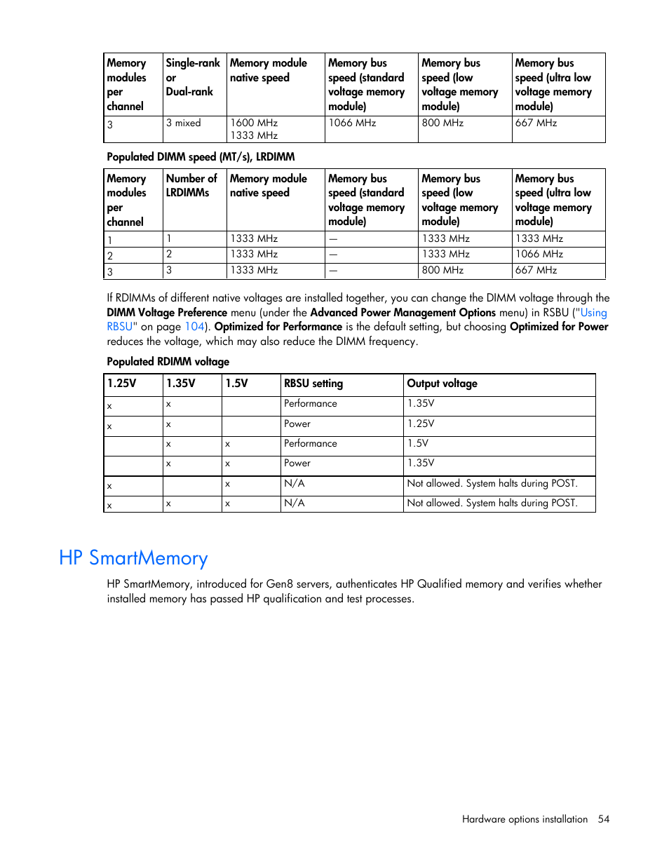 Hp smartmemory | HP ProLiant DL385p Gen8 Server User Manual | Page 54 / 135