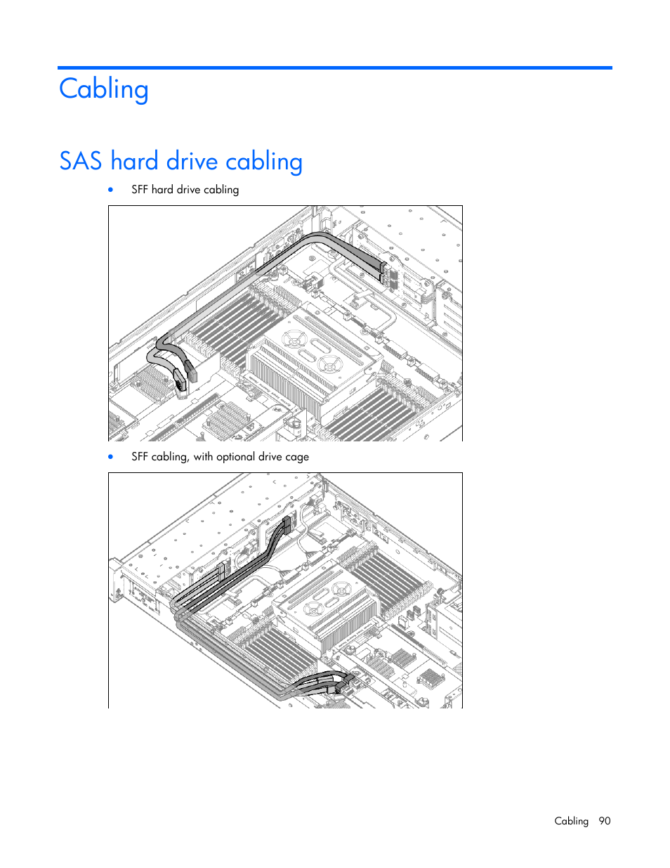 Cabling, Sas hard drive cabling | HP ProLiant DL385p Gen8 Server User Manual | Page 90 / 135