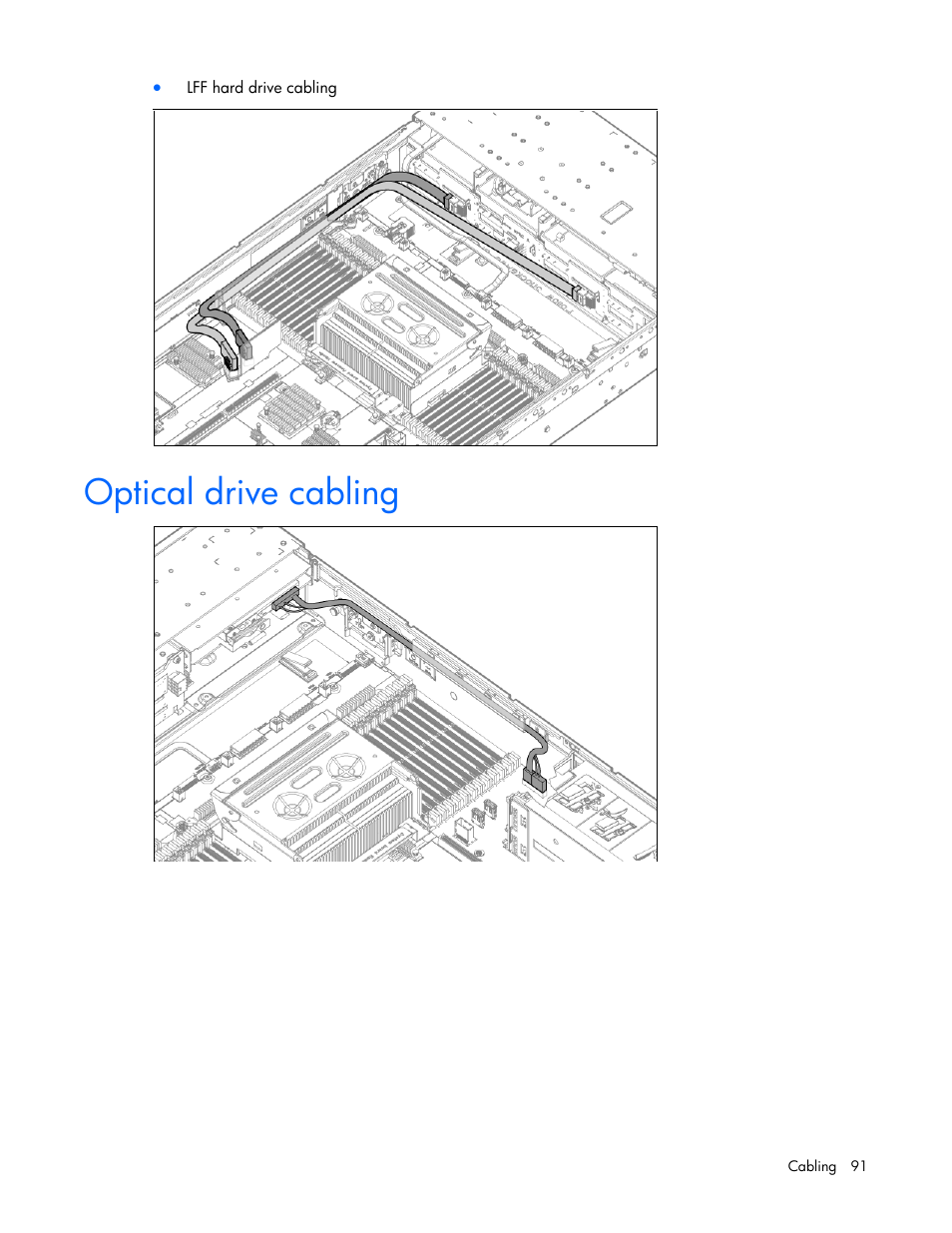 Optical drive cabling | HP ProLiant DL385p Gen8 Server User Manual | Page 91 / 135