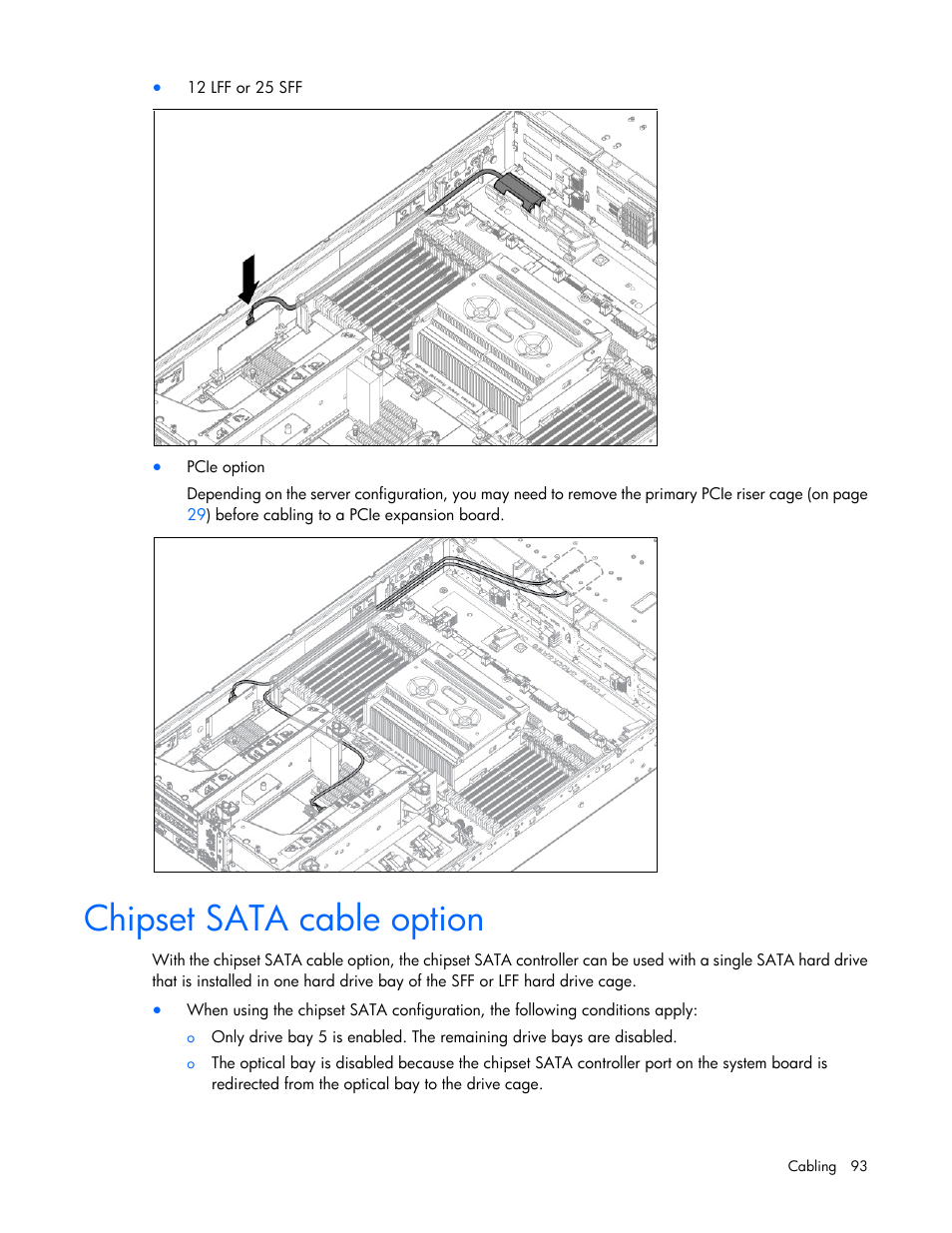 Chipset sata cable option | HP ProLiant DL385p Gen8 Server User Manual | Page 93 / 135