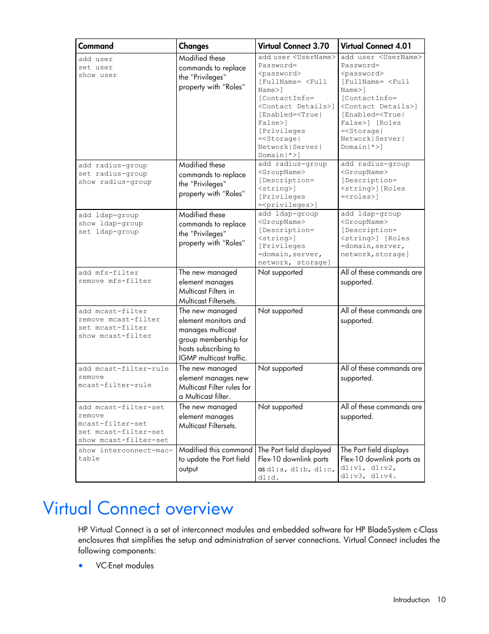 Virtual connect overview | HP Virtual Connect 4Gb Fibre Channel Module for c-Class BladeSystem User Manual | Page 10 / 192