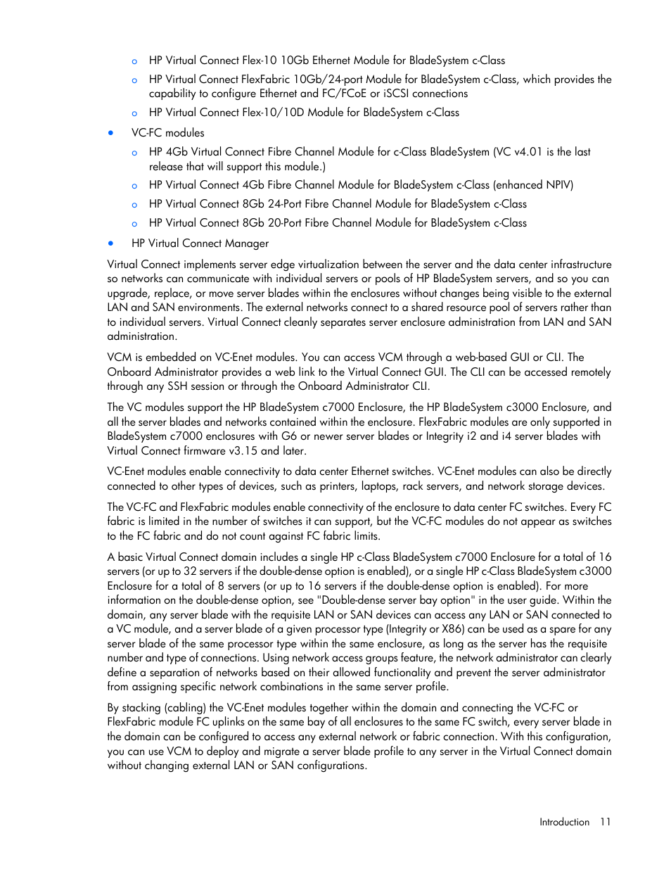 HP Virtual Connect 4Gb Fibre Channel Module for c-Class BladeSystem User Manual | Page 11 / 192