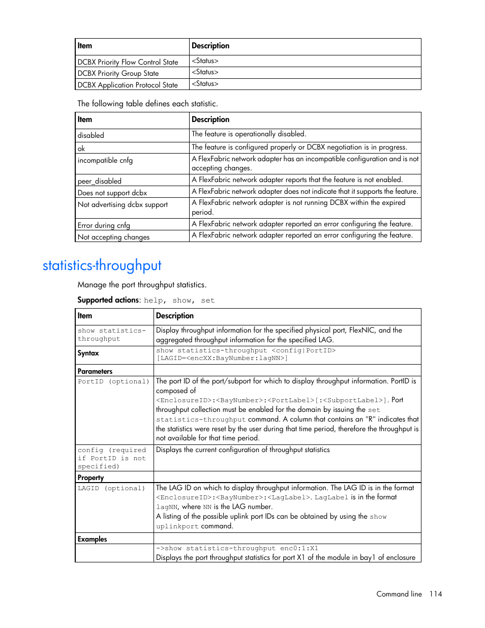 Statistics-throughput | HP Virtual Connect 4Gb Fibre Channel Module for c-Class BladeSystem User Manual | Page 114 / 192