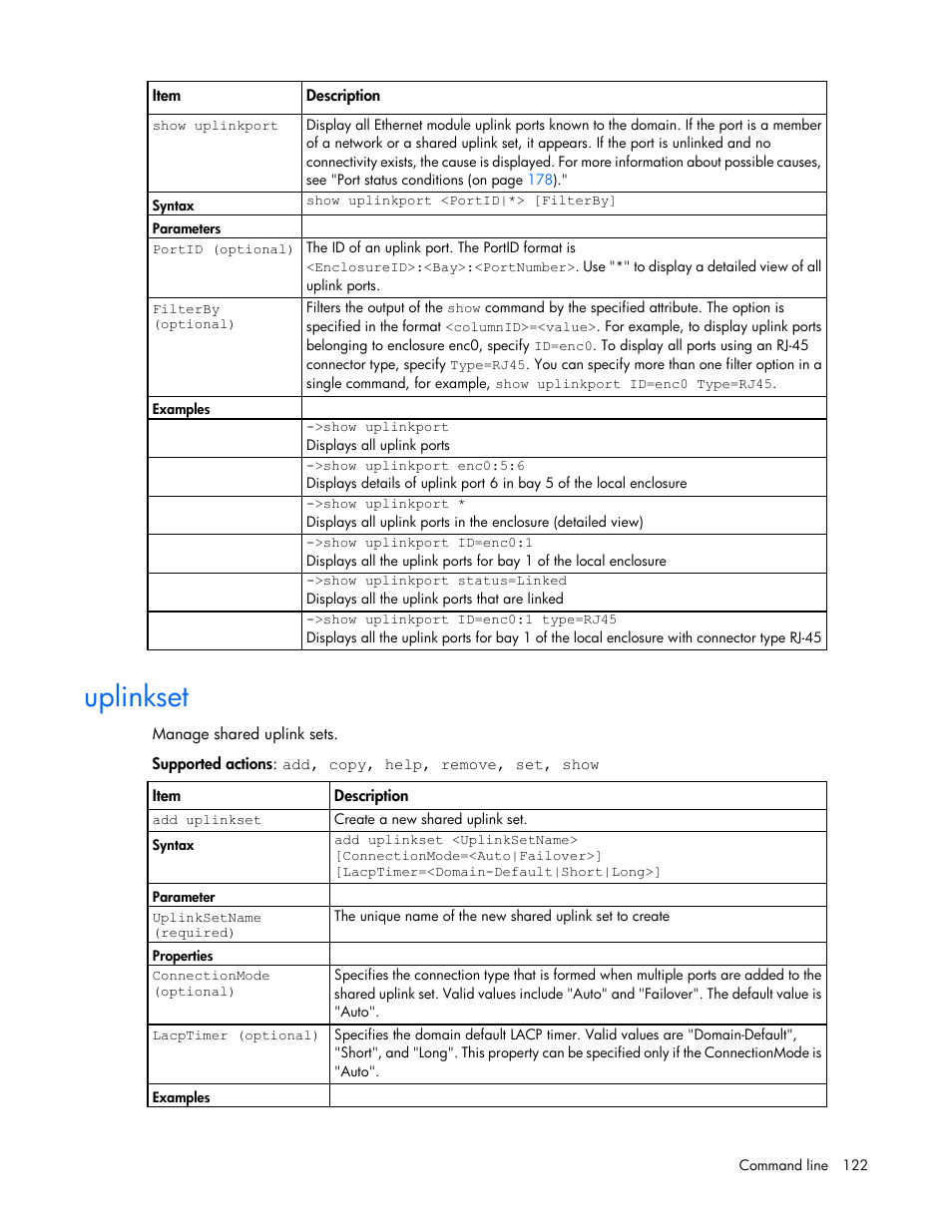 Uplinkset | HP Virtual Connect 4Gb Fibre Channel Module for c-Class BladeSystem User Manual | Page 122 / 192