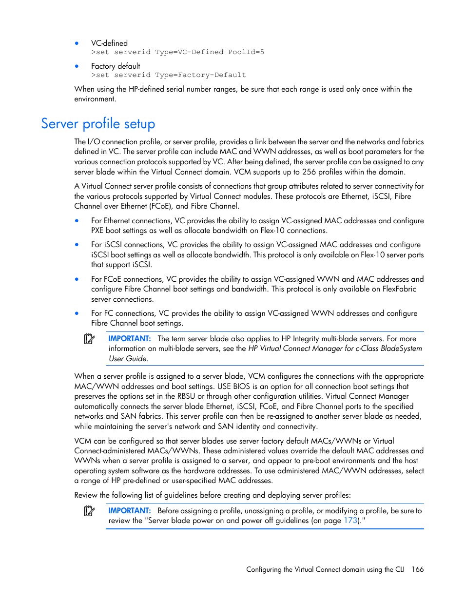 Server profile setup | HP Virtual Connect 4Gb Fibre Channel Module for c-Class BladeSystem User Manual | Page 166 / 192