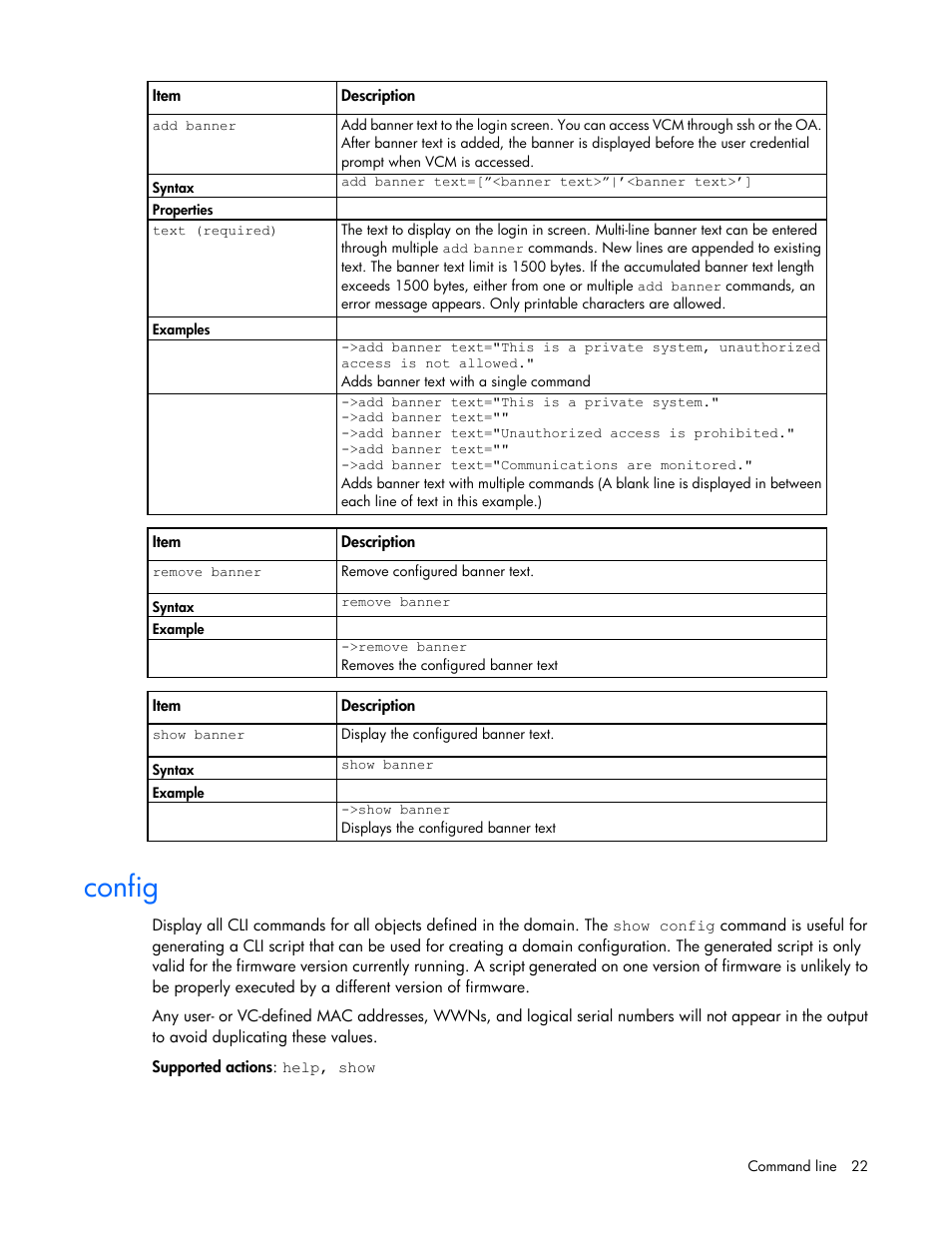 Config | HP Virtual Connect 4Gb Fibre Channel Module for c-Class BladeSystem User Manual | Page 22 / 192