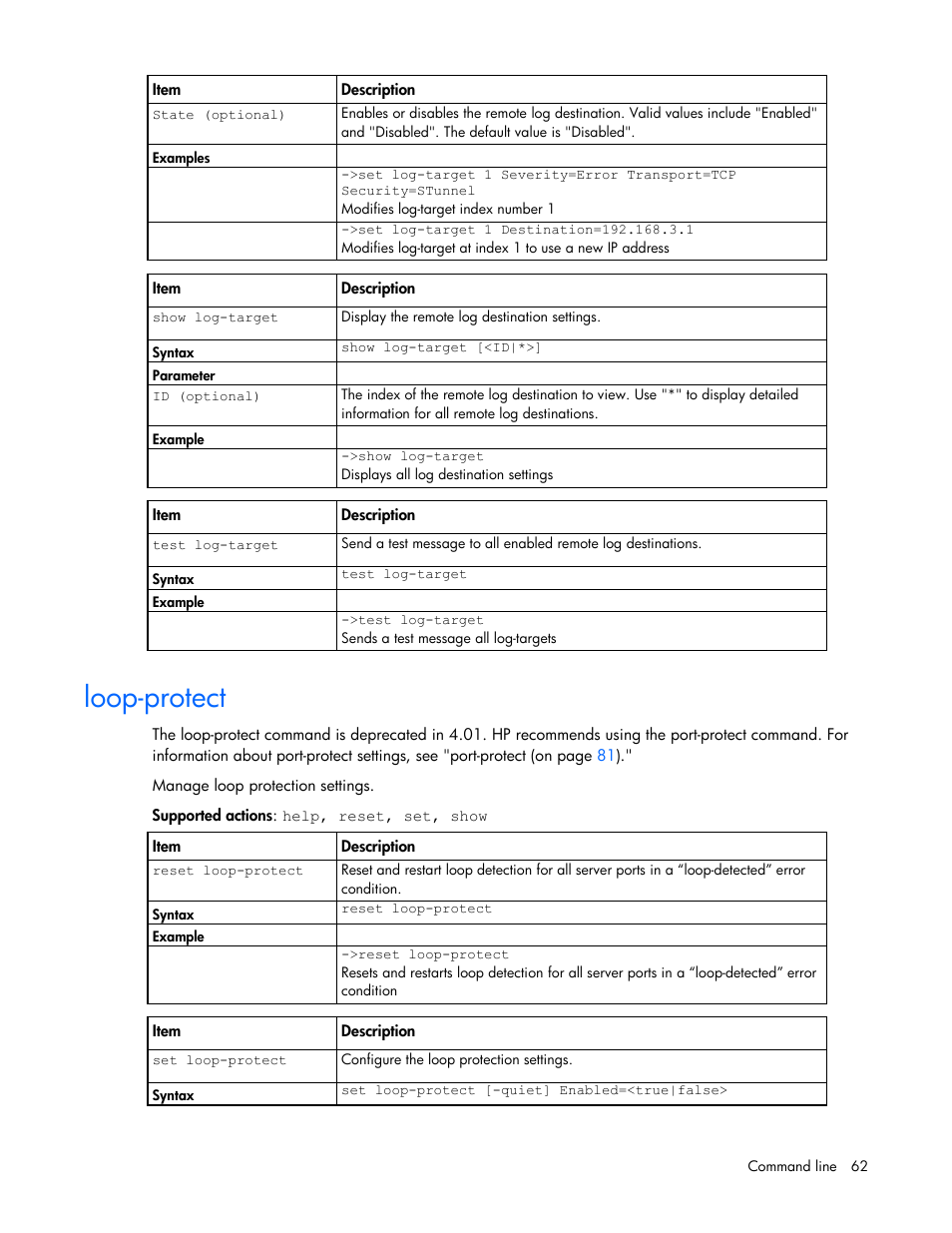 Loop-protect | HP Virtual Connect 4Gb Fibre Channel Module for c-Class BladeSystem User Manual | Page 62 / 192