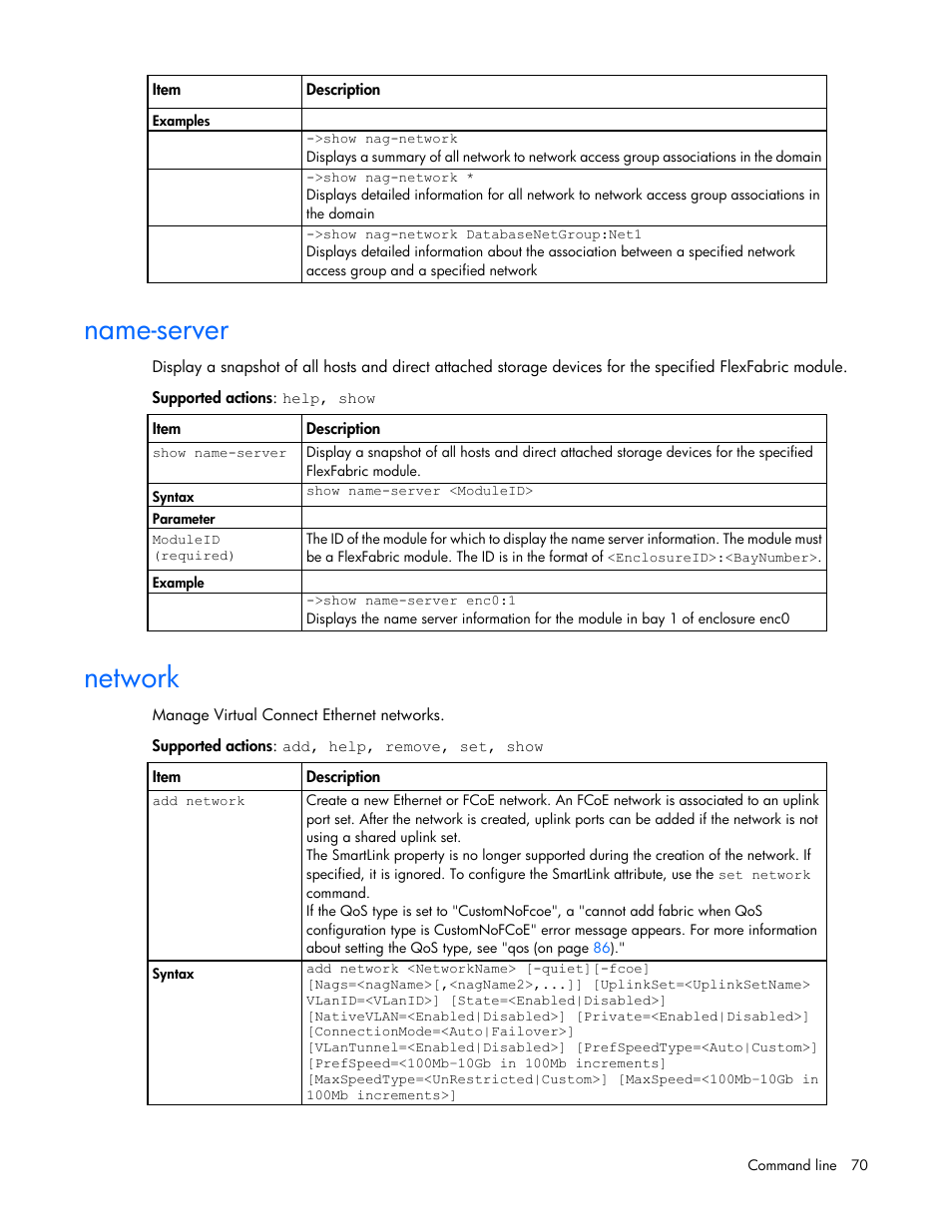 Name-server, Network | HP Virtual Connect 4Gb Fibre Channel Module for c-Class BladeSystem User Manual | Page 70 / 192
