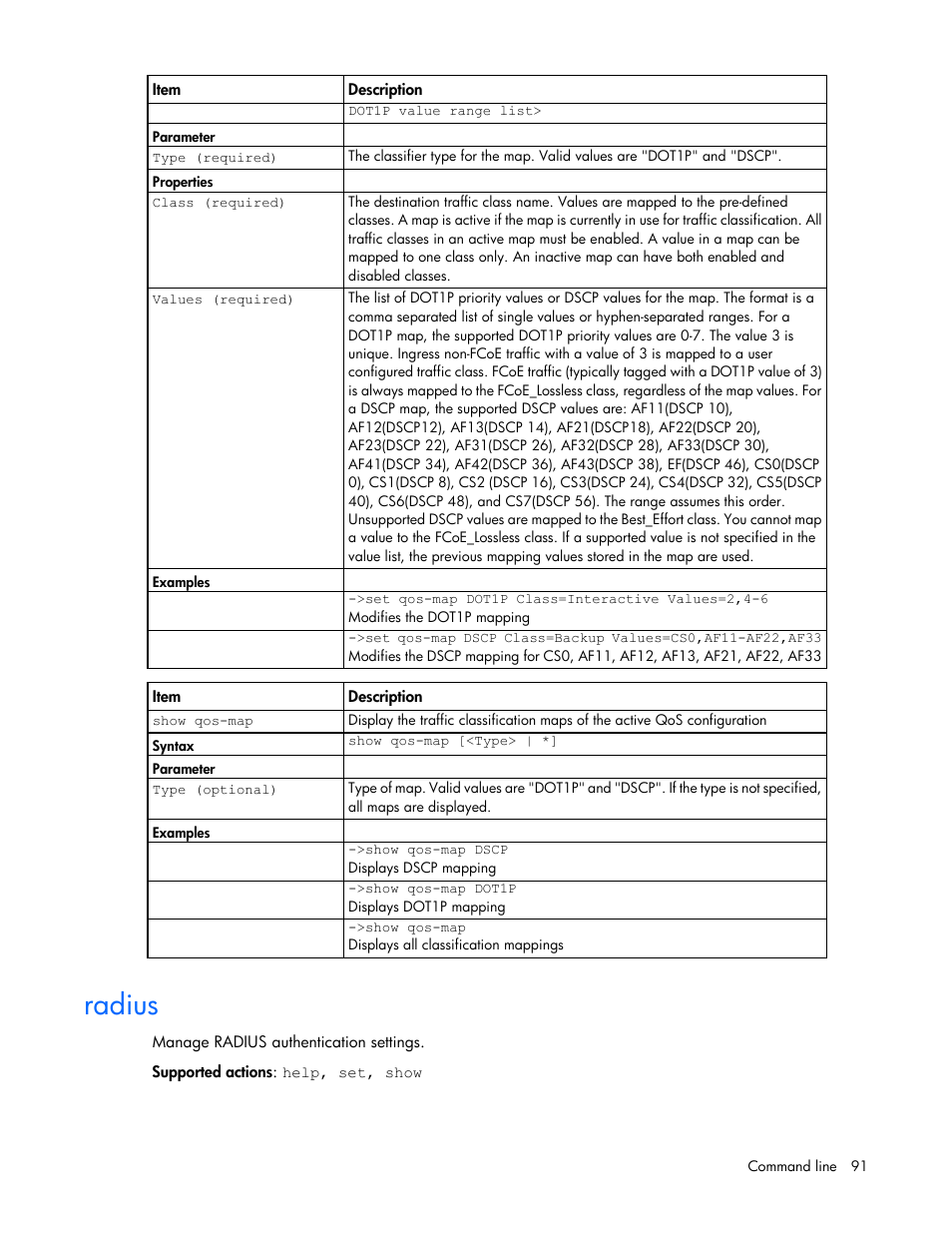 Radius | HP Virtual Connect 4Gb Fibre Channel Module for c-Class BladeSystem User Manual | Page 91 / 192