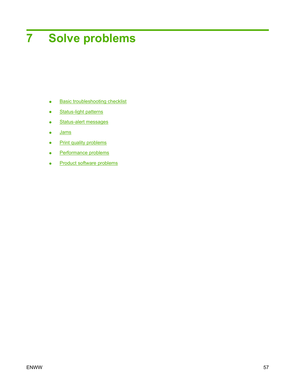 Solve problems, 7 solve problems, 7solve problems | HP Color LaserJet CP1215 Printer User Manual | Page 65 / 122