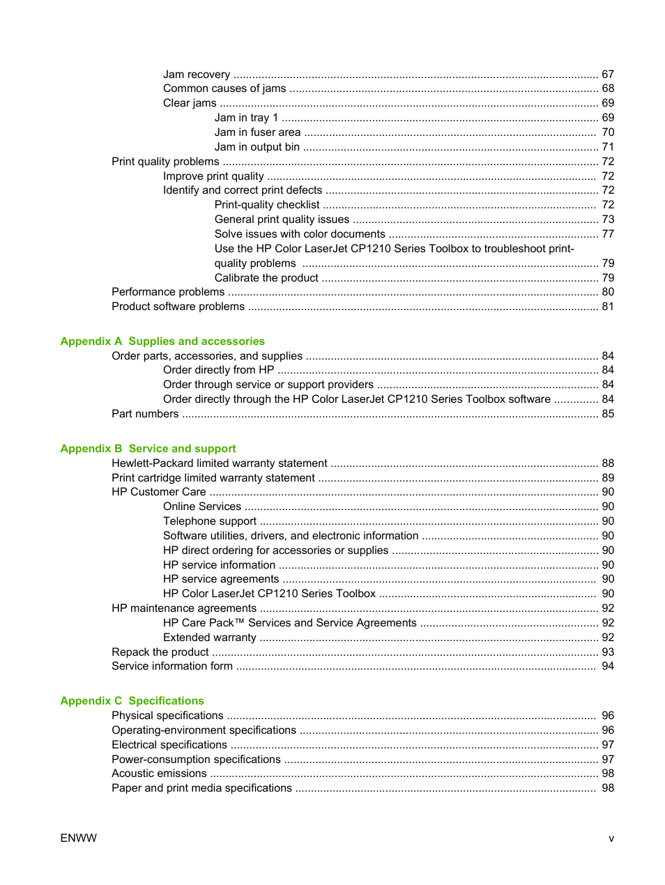 HP Color LaserJet CP1215 Printer User Manual | Page 7 / 122