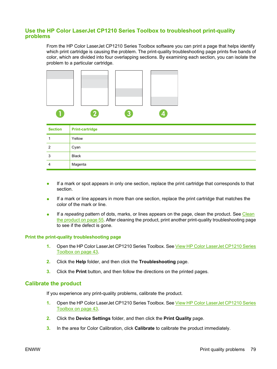 Calibrate the product | HP Color LaserJet CP1215 Printer User Manual | Page 87 / 122