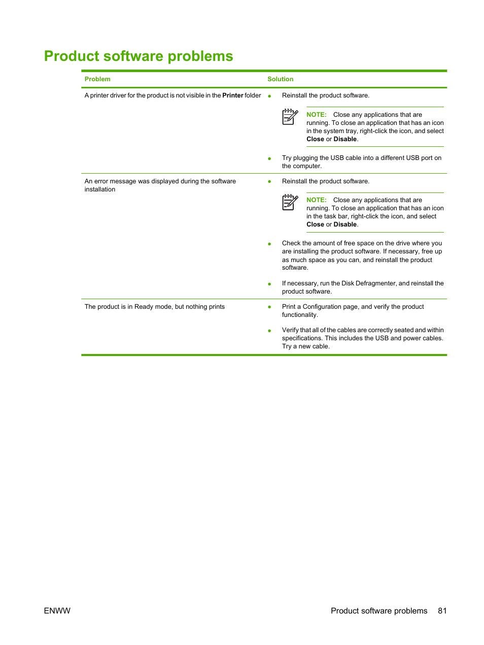 Product software problems | HP Color LaserJet CP1215 Printer User Manual | Page 89 / 122