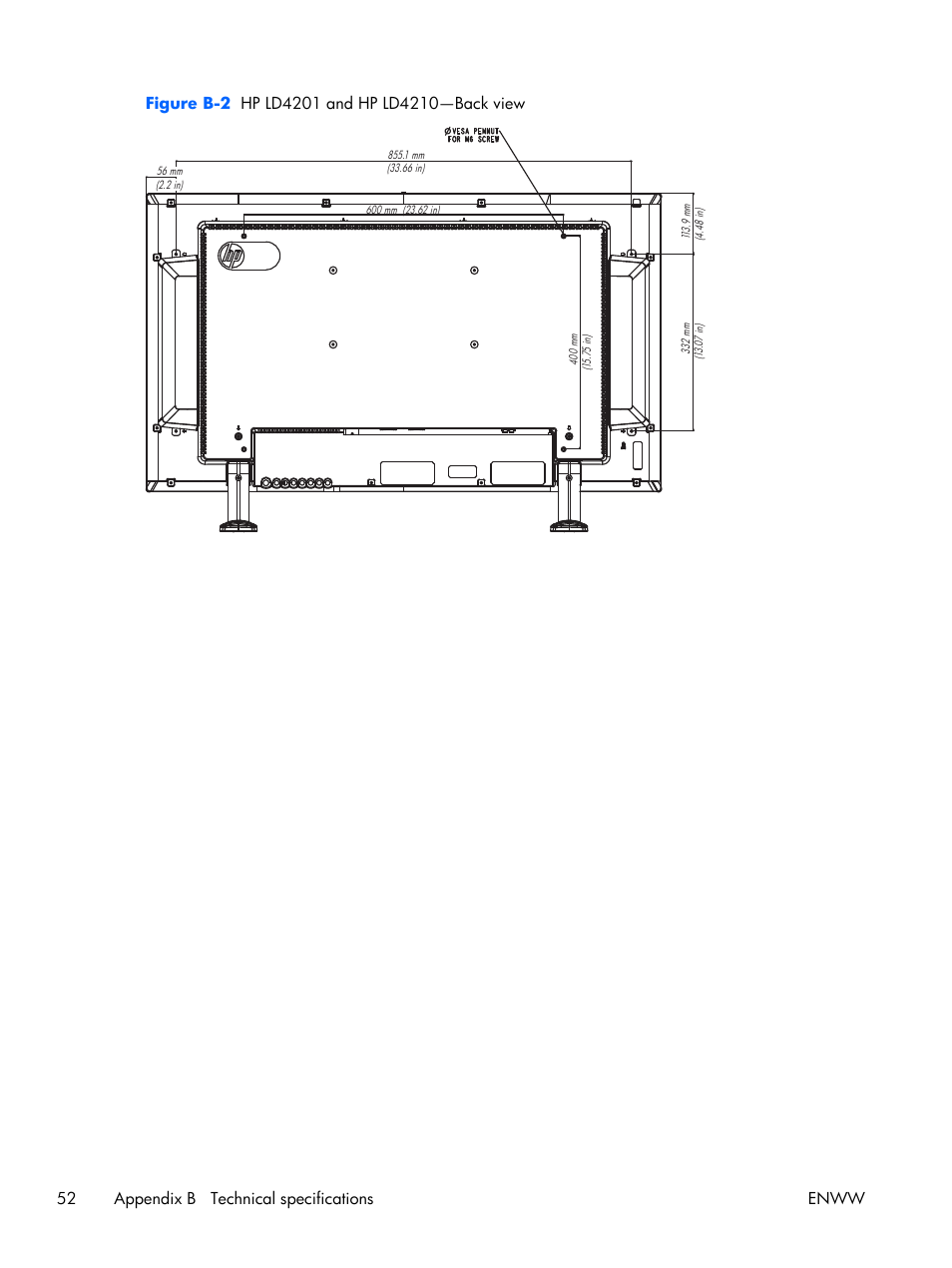52 appendix b technical specifications enww | HP LD4210 42-inch LCD Digital Signage Display User Manual | Page 60 / 105