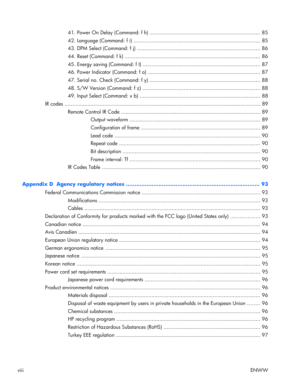 HP LD4210 42-inch LCD Digital Signage Display User Manual | Page 8 / 105