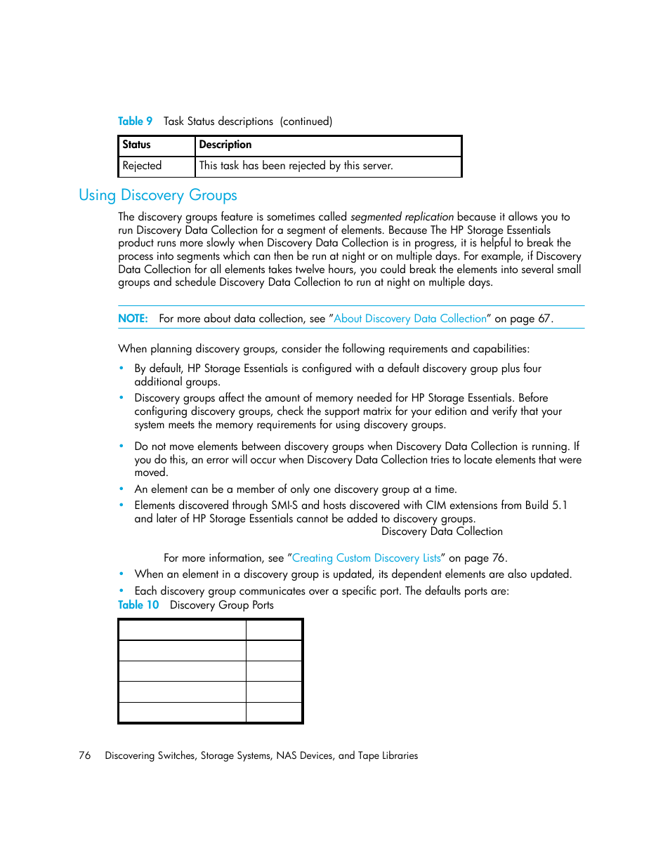 Using discovery groups, 10 discovery group ports | HP Storage Essentials Enterprise Edition Software User Manual | Page 114 / 798