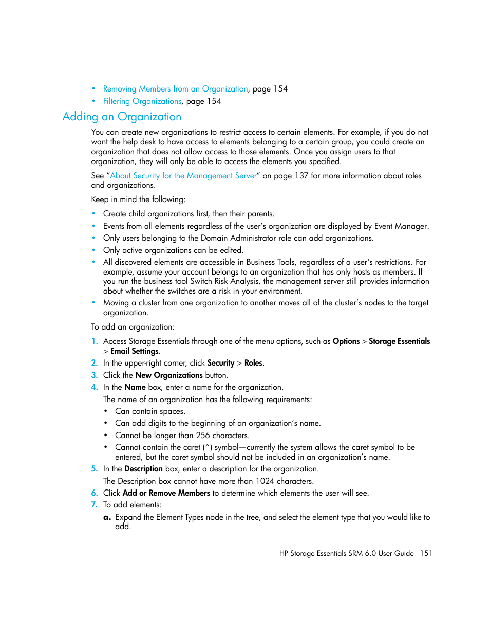 Adding an organization | HP Storage Essentials Enterprise Edition Software User Manual | Page 189 / 798