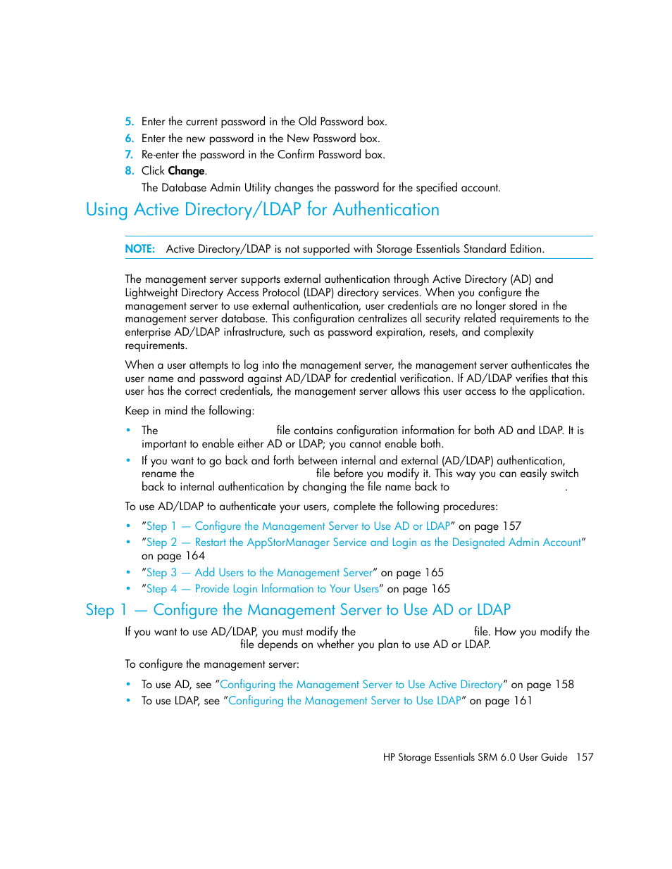 Using active directory/ldap for authentication | HP Storage Essentials Enterprise Edition Software User Manual | Page 195 / 798