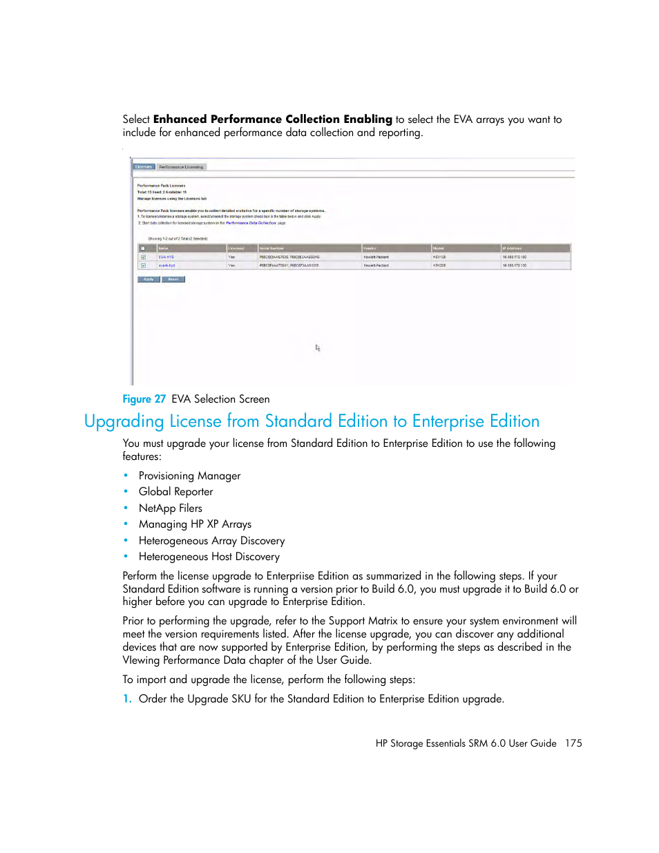 27 eva selection screen | HP Storage Essentials Enterprise Edition Software User Manual | Page 213 / 798