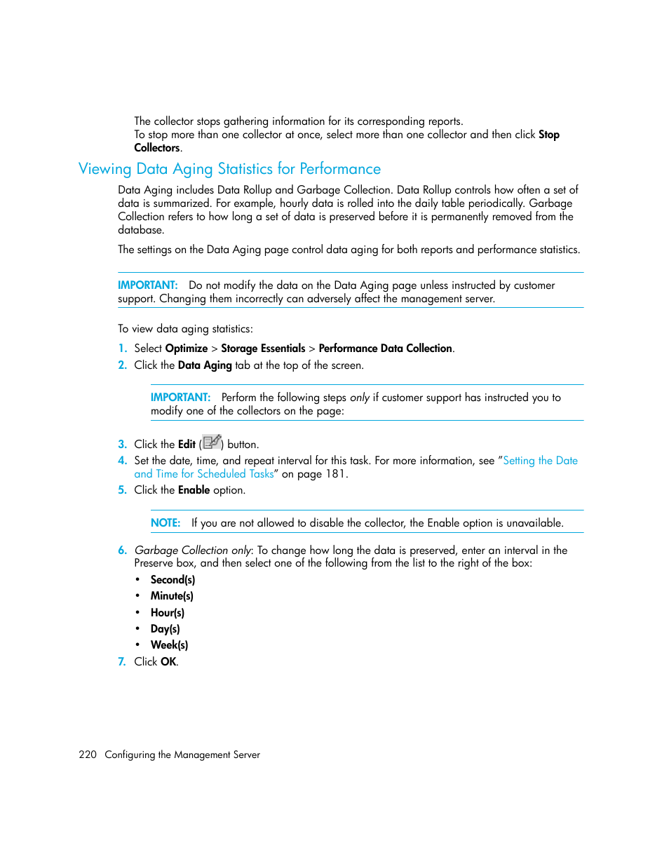 Viewing data aging statistics for performance | HP Storage Essentials Enterprise Edition Software User Manual | Page 258 / 798