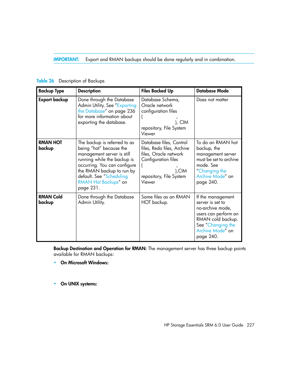 26 description of backups | HP Storage Essentials Enterprise Edition Software User Manual | Page 265 / 798