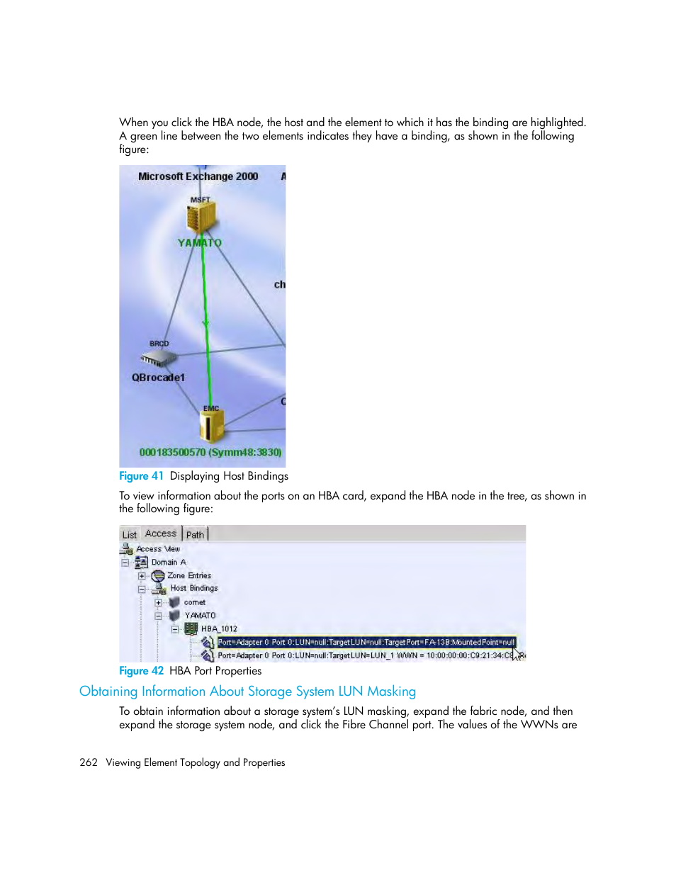 41 displaying host bindings, 42 hba port properties | HP Storage Essentials Enterprise Edition Software User Manual | Page 300 / 798