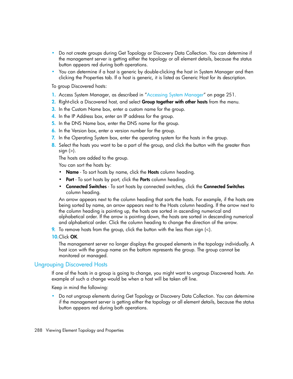 Ungrouping discovered hosts | HP Storage Essentials Enterprise Edition Software User Manual | Page 326 / 798
