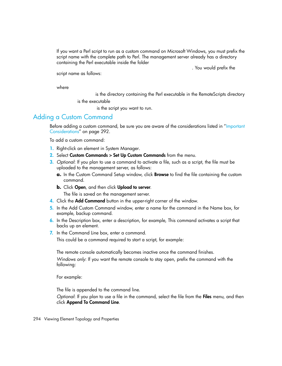 Adding a custom command | HP Storage Essentials Enterprise Edition Software User Manual | Page 332 / 798