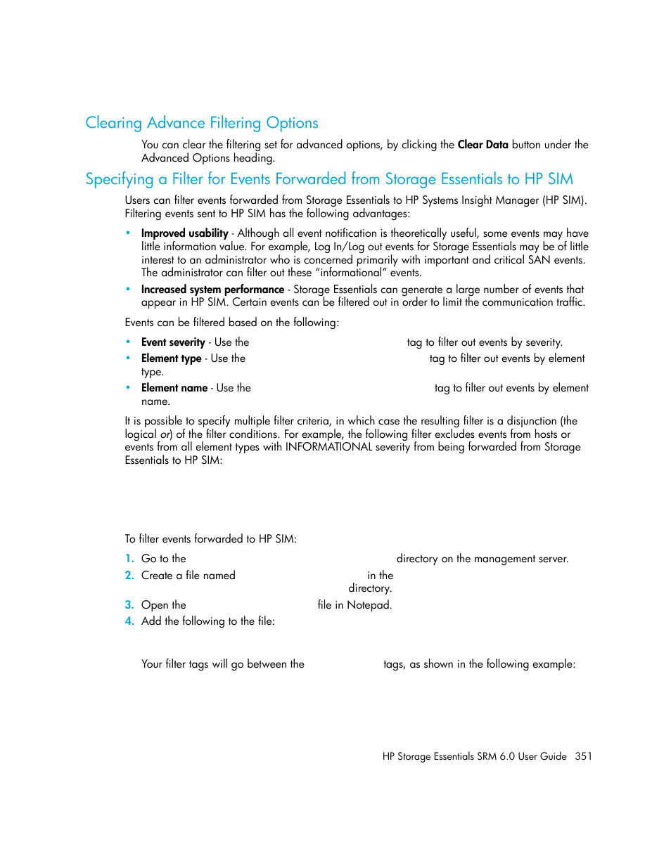Clearing advance filtering options | HP Storage Essentials Enterprise Edition Software User Manual | Page 389 / 798