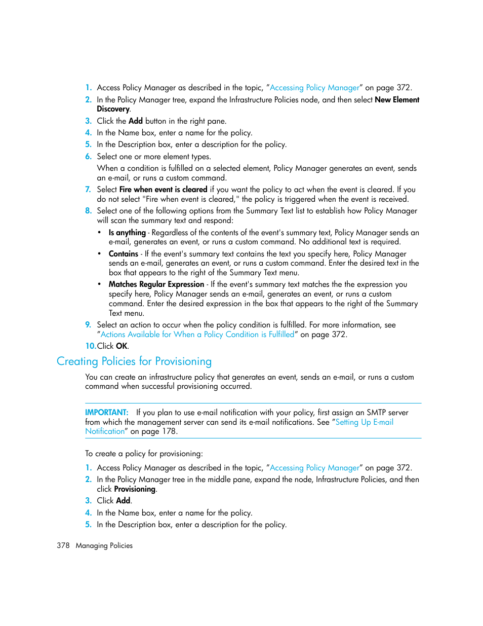 Creating policies for provisioning | HP Storage Essentials Enterprise Edition Software User Manual | Page 416 / 798