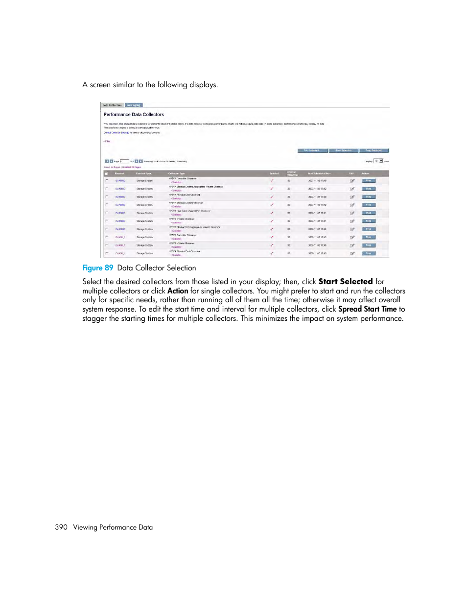 89 data collector selection | HP Storage Essentials Enterprise Edition Software User Manual | Page 428 / 798